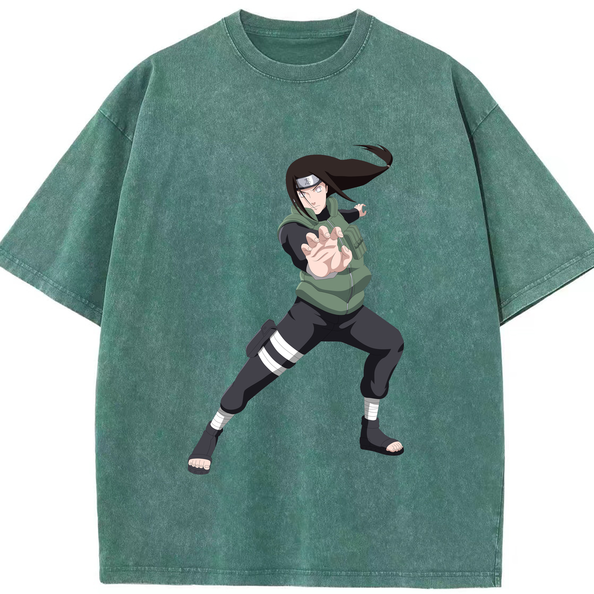 （画像用） NARUTO -ナルト- 日向ネジ Hyūga Neji 綿100% ヴィンテージ風 半袖Tシャツ（フロントプリント）
